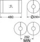 Isoliermaterial für Wärme- und Kältedämmung. Abgebildet sind zwei Zylinder mit einem Durchmesser von 290 mm und einer Länge von 480 mm. Hersteller: IMI Hydronic Engineering.